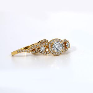 1CT Cubic Zirconia Wedding <b>Ring</b> <b>Set</b> for Women & <b>Men</b> Yellow Gold Plated Bridal Couple <b>Rings</b> Elegant Wedding Band - Product Image 5