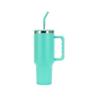 Ice Bully Cup Car Cup 304 Stainless Steel 40OZ With Handle Straw Outdoor Car Large Capacity Thermos Cup