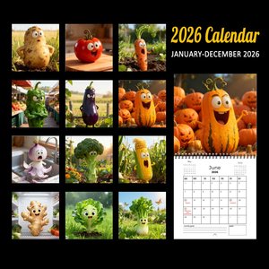 <span class=keywords><strong>Calendrier</strong></span> mural mensuel en gros personnalisé, spirale, Légumes 2026-2027, <span class=keywords><strong>calendrier</strong></span> suspendu pour la décoration de la maison et du bureau - Product Image 4