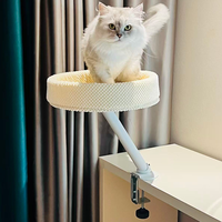 360 °   Lit pour chat pivotant pour bureau, perchoir flottant robuste avec support solide, nid rond extra-large pour chats d'intérieur