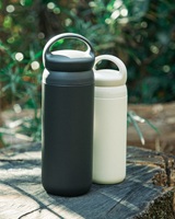 Thermos isotherme de style japonais de 350 ml/500 ml, bouteilles d'eau en acier inoxydable noir mat personnalisées avec poignée