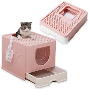 New Big Box Litter Cats, Fully Enclosed Extra Large Cat Litter Box with Sifter Lid Drawer Scoop