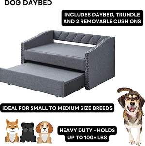 Cama para Perros con Ruedas y 2 Cojines de Espuma Extraíbles, Sofá Elevado para Mascotas - Product Image 4