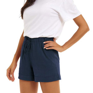 Shorts décontractés pour femmes de haute qualité, 100% coton, tissu en toile, fermeture à cordon, service OEM personnalisable, vêtements d'été, vente chaude - Product Image 5