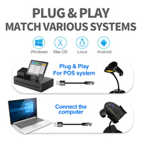 Escáner de Código de Barras con Cable Xincode, Lector de Código de Barras USB Portátil con Soporte, Escáner de Código de Barras Láser 1D para Supermercados M-3100AT