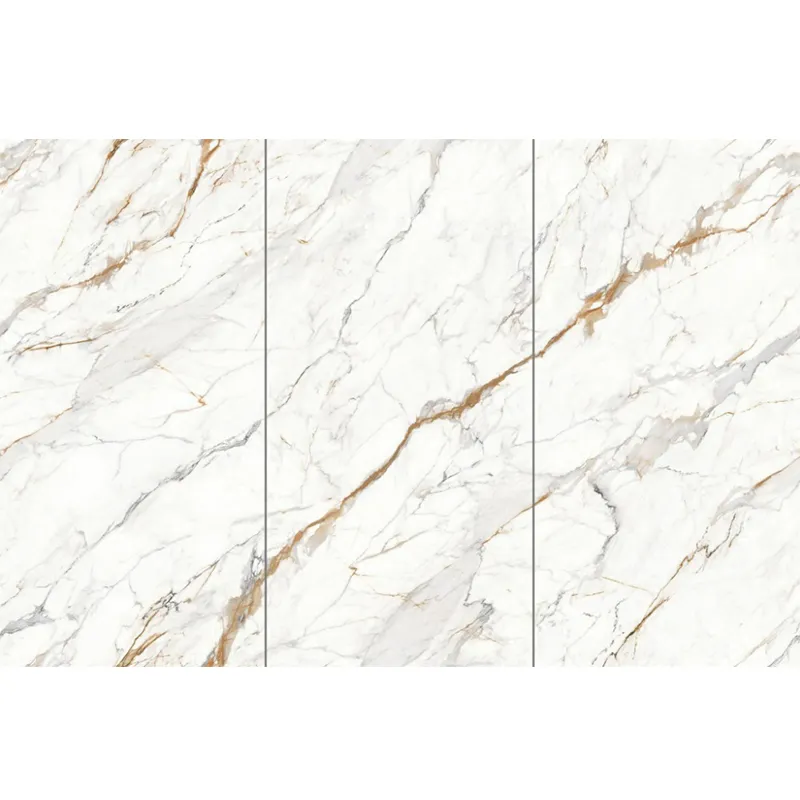 High Quality 600x1200mm Calacatta White Gold Veins Marble Porcelain Sintered Stone Slab Tile