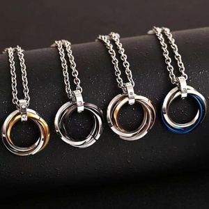 Hip Hop Mode Géométrique Pendentif Collier En Acier Inoxydable Anneaux Pendentif Bijoux Collier pour Femmes Hommes - Product Image 1