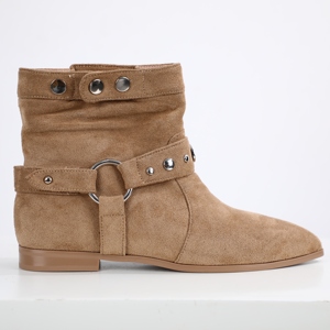 Nuovi Stivali da Cowboy da <span class=keywords><strong>Donna</strong></span> 2024, Slip-On in Camoscio con Anello Metallico, Punta Affusolata, Tacco Piatto, Stivaletti Eleganti per Autunno e Neve - Product Image 2