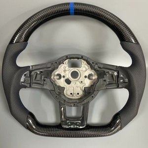 Volant en cuir carbone bleu personnalisé pour Volkswagen Polo MK7 Passat Golf 4 5 6 7 8 GTI <span class=keywords><strong>R</strong></span> <span class=keywords><strong>Line</strong></span> MK5 MK6 MK7 MK8 - Product Image 1