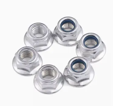 304 stainless steel hexagonal padded flange nylon lock nut galvanized anti-slip lock nut