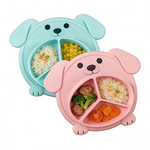 Assiette <span class=keywords><strong>pour</strong></span> enfant en <span class=keywords><strong>silicone</strong></span> de qualité alimentaire, imperméable, motif chien de dessin animé, personnalisable, vente en gros, <span class=keywords><strong>pour</strong></span> produits <span class=keywords><strong>pour</strong></span> enfants - Product Image 1