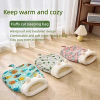 Lit pour chat chaud et lavable pour l'automne et l'hiver, sac de couchage en forme de grotte, nid pour animaux de compagnie fermé, peluche douce, chat, chien, maison confortable pour se reposer