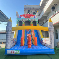Château gonflable à thème dinosaure avec toboggan, combo de piscine gonflable sèche et humide pour enfants et adultes
