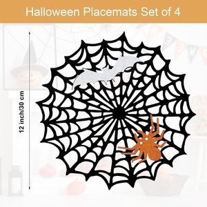 <b>Halloween</b> Felt Placemats & Coasters Black Spider Web Design Round Shape Hot Selling Factory Price Party <b>Decorations</b> - Product Image 3
