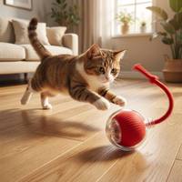Maßgefertigtes 2-in-1 Seil-Ball-Zerrspielzeug für Katzen mit Elektrofunktion für Kätzchen im Innenbereich zum Kauen, Jagen und Interaktiven Training