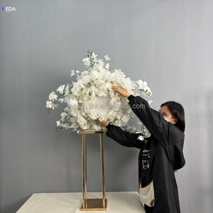 LEDA Boule de fleurs de phalaenopsis blanche très vendue pour centre de table de mariage et décorations de fête, toucher réel - Product Image 1