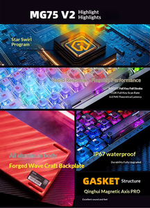 Clavier de jeu IROK MG75 V2 à effet Hall, interrupteurs magnétiques, déclenchement rapide, fréquence d'échantillonnage 8K, aluminium CNC, RGB, filaire, SOCD Snap Tap - Product Image 4