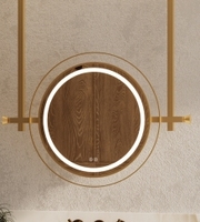 Cadre de miroir LED en cuivre chinois de style moderne Interrupteur étanche à capteur Éclairage de salle de bain Miroir suspendu mural Phare