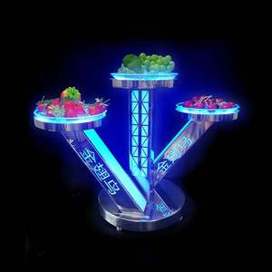 Restaurante Hotel Party bar Lounge Night Club Acero inoxidable Tridente brillante Plato de frutas y verduras LED Bandeja para servir frutas - Product Image 5