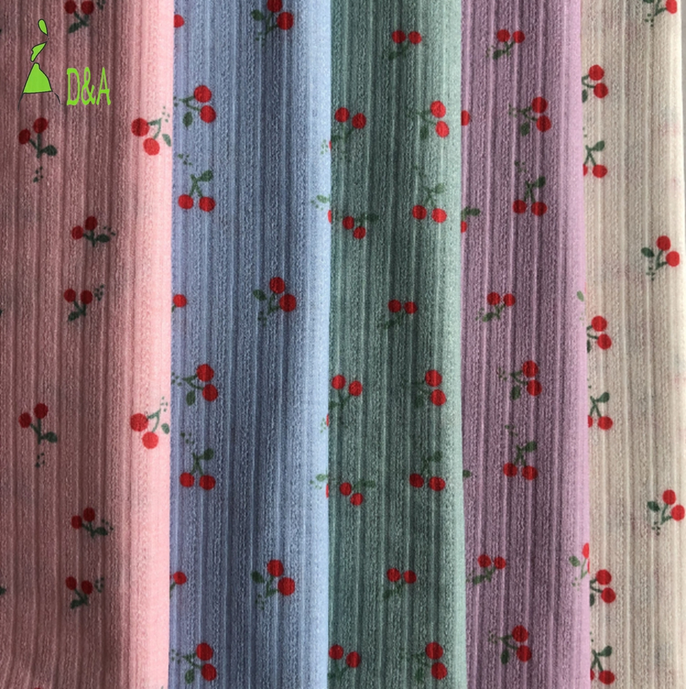 Low Price Jacquard Ribbed Dyed Small Cherry 95% Polyester 5% Spandex Stretch Soft Recyclable Flame Retardant Fashionable Fabric