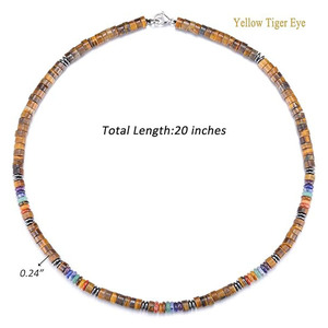 Collar de Piedras Preciosas de Obsidiana Negra y Ojo de Tigre con 7 Chakras para Hombre, Collar de Cuentas de Piedra Natural JNK9415 - Product Image 6