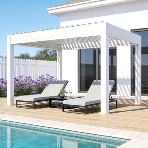 Toldos de exterior de diseño OEM para jardín, <span class=keywords><strong>terraza</strong></span>, toldo impermeable motorizado, Gazebo, pérgola de aluminio <span class=keywords><strong>con</strong></span> persianas bioclimáticas - Product Image 3