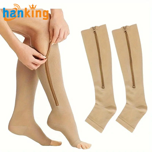 High Elastic Unisex Compression Socks Side Zipper Stockings Leg Protection <strong>Varicose</strong> Vein <strong>Prevention</strong> and Improved Circulation - Product Image 1