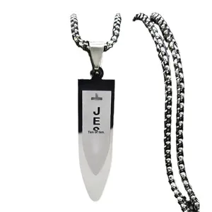 Collier à pendentif balle plaqué <span class=keywords><strong>or</strong></span> avec <span class=keywords><strong>croix</strong></span> <span class=keywords><strong>en</strong></span> acier inoxydable pour hommes, chaîne à maillons <span class=keywords><strong>en</strong></span> forme de bobine, fabricant <span class=keywords><strong>en</strong></span> gros - Product Image 4