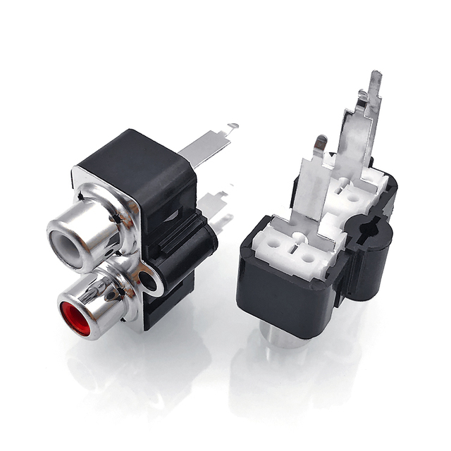 HIGH QUALITY 2 HOLE RCA CONNECTOR RCA-227 for AUDIO&VIDEO VERTICAL PCB Mount Use to Be TV