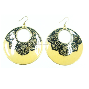 Joyería hawaiana 2026, pendientes de madera de gota africana, pendientes de esmalte hechos a mano azules, pendientes de cristal naranja de colibrí de latón - Product Image 3