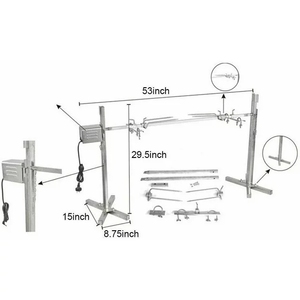 Kit de <span class=keywords><strong>Asador</strong></span> Giratorio de Carbón de <span class=keywords><strong>Acero</strong></span> <span class=keywords><strong>Inoxidable</strong></span> - Portátil, Resistente a la Corrosión y al Calor para Cocinar al Aire Libre - Product Image 1