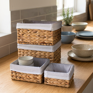 Natural Water Hyacinth Storage <b>Baskets</b> Rectangle Eco-Friendly Kitchen Organization Nordic Style <b>Stackable</b> <b>Basket</b> for Neatening - Product Image 3