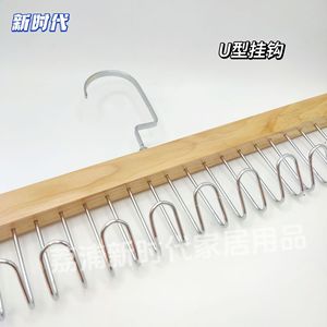 Wood Hanger 8 Hooks Solid Wood Multi Functional Clothes Organizer For Ties Belts Scarves Storage Natural Vintage Color - Product Image 2