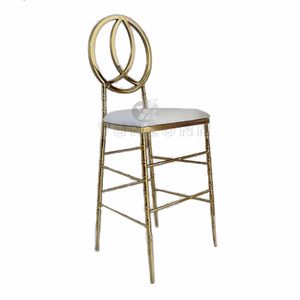 Golden Stainless Steel Wedding Bar Stools <strong>Bamboo</strong> High Bar <strong>Chairs</strong> for Hotels - Product Image 2