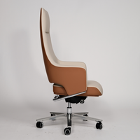 Chaise de bureau de direction moderne de luxe, cuir PU véritable de haute qualité, dossier haut, pivotante, ergonomique, réglable en hauteur, pour le bureau à domicile