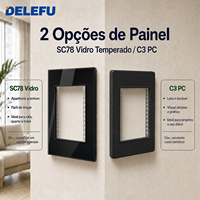 Prise murale modulaire noire DELEFU pour usage domestique et hôtelier SC78, panneau en verre C3 PC, modules USB Type-C