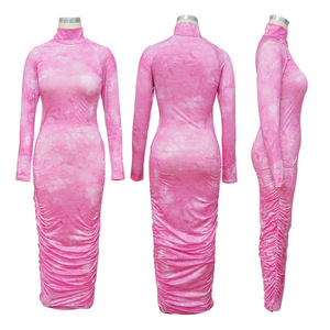 The latest fashion dress for women in 2026, featuring European and American printed long sleeved pleated T-shirt skirt - Product Image 4