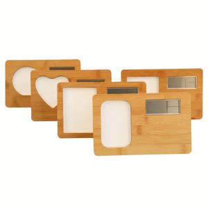 Cadres photo vierges en bambou pour sublimation avec disque en aluminium, impression par transfert thermique durable 6 couleurs, logo et horloge personnalisés - Product Image 1