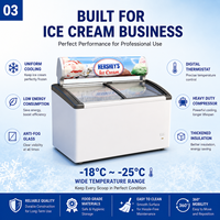 Congélateur coffre profond X-MING avec porte vitrée incurvée, vitrine commerciale pour crèmes glacées pour supermarché -25°C ℃