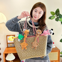 Boneka Hewan Leher Panjang yang Dapat Digantung, Pengikat Tirai, Mainan Berbunyi, Boneka Beruang Rubah untuk Dipeluk, Dekorasi Tas Serbaguna, Ornamen Plush