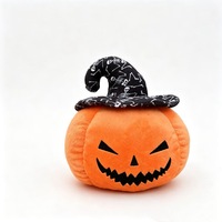 Peluche amusante de citrouille démoniaque pour Halloween, coussin décoratif mignon en forme de citrouille fantôme pour canapé, rembourré en coton PP, 20 cm
