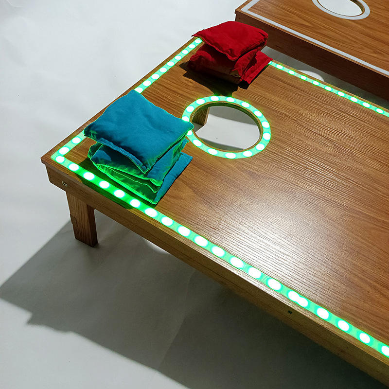 Cornhole Outdoor Wooden Bean Bag Toss Corn Hole Led Lights Board Golf Chipping Game Set
