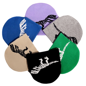 Gorro de Punto Acrílico Personalizado de Otoño Invierno, Gorro de Jacquard para Bebés, Venta al por Mayor, Dinosaurio de Dibujos Animados, Recién Nacidos, Niños Pequeños, 48-50 cm, Ciclismo - Product Image 1