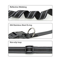 Collier pour chien en nylon réfléchissant avec rubans, fermeture à boucle réglable, noir uni, accessoire pour animaux de compagnie tendance toutes saisons