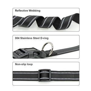Reflective Nylon <b>Dog</b> <b>Collar</b> Adjustable Buckle Closure Solid Black All Seasons Pet Accessory Simple Style - Product Image 6