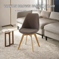 Chaise de salon moderne rembourrée en tissu, chaise de salle à manger avec pieds en bois, siège de loisirs sans accoudoirs pour salle à manger ou bureau