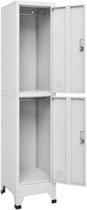 Armario Metálico con 2 Compartimentos con Cerradura, 38x45x180 cm, Almacenamiento Seguro para Gimnasio, Oficina, Vestuarios, Barra para Colgar, Porta Etiquetas - Product Image 6
