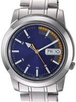 Montre automatique pour hommes, collection 5-7S, analogique, bleu contrasté, calendrier, aiguilles lumineuses, boîtier en acier inoxydable, mouvement automatique mécanique