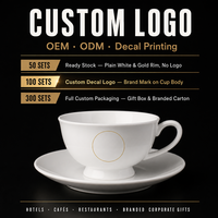 Juego de Taza y Platillo de Cerámica con Logotipo Personalizado, Taza de Porcelana para Espresso