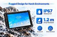 Tablet Tangguh 10 Inci IP67 dengan Tali Pegangan, Tahan Air, Tahan Lama, untuk Penggunaan Industri, Android Windows 700 Nits untuk Pertambangan/Minyak